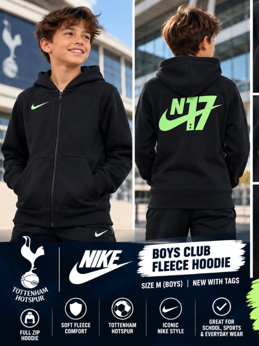 Nike Tottenham Hotspur Club Fleece Hoodie – Boys Medium – NWT